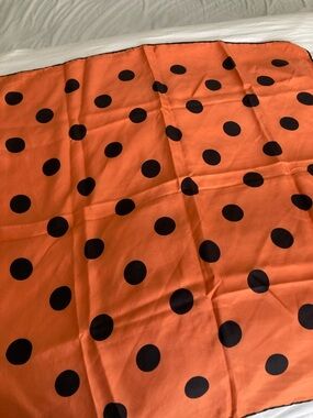 Orange Polka Dot Bedding Throw - Black Dots